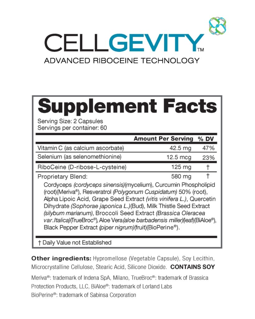 Cellgevity Supplement Facts