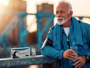 Image of a man with a box of Cellgevity